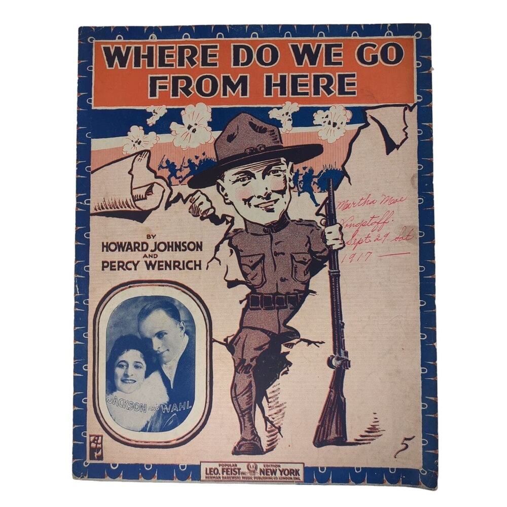 1917 Where Do We Go From Here Sheet Music Howard Johnson Percy‎ Wenrich